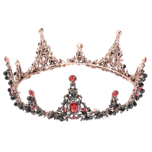 Lurrose Barock Tiara Kopfschmuck Braut Kronen Tiaras Strass Braut Tiara Kristall Kopfschmuck für Frauen Hochzeit (Schwarz, Rot) von Lurrose