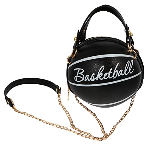 Lurrose Basketball Geformt Handtasche Umhängetasche PU Leder Messenger Bag Runde Handtasche für Frauen Schwarz von Lurrose