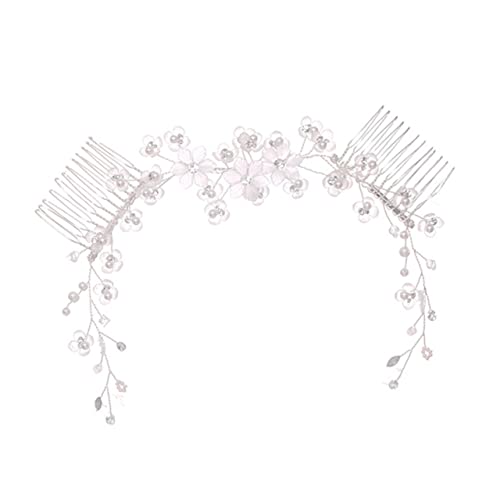 Lurrose Blumenkamm Aus Kristall Hochzeit Geburtstag Kopfbedeckungen Für Die Braut Brautkopfbedeckungen Braut Seitenkamm Strass Tiara Krone Weiß Brautjungfer Kristallkopf Haar von Lurrose