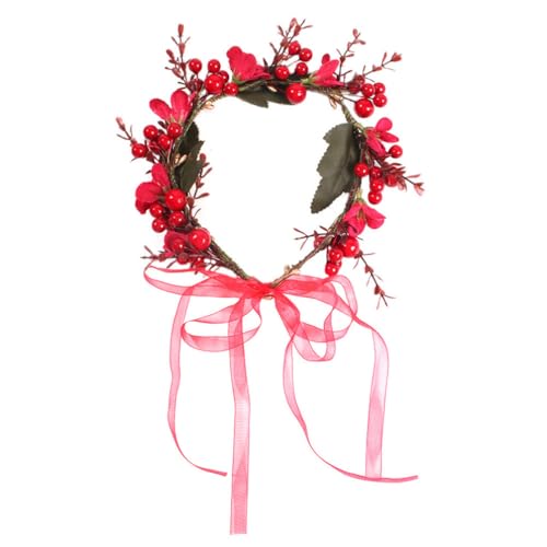 Lurrose Blumenstirnband Beeren Stirnband Braut Stirnband Weihnachtsstirnband Haarkranz Krone Mit Beeren Boho Kranz Damen Mädchen von Lurrose