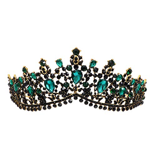 Lurrose Braut Barock Vintage Grünen Kristall Strass Kronen Kopfbedeckung Braut Hochzeit Haarschmuck Schmuck Braut Diademe Prinzessin Königin Kronen von Lurrose