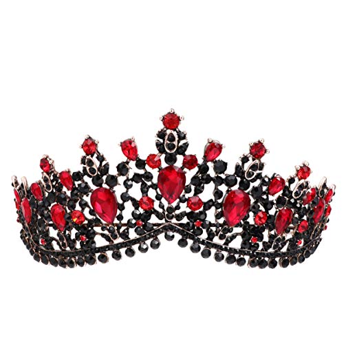 Lurrose Braut Barock Vintage Roten Kristall Strass Kronen Kopfbedeckung Braut Hochzeit Haarschmuck Schmuck Braut Diademe Prinzessin Königin Kronen von Lurrose