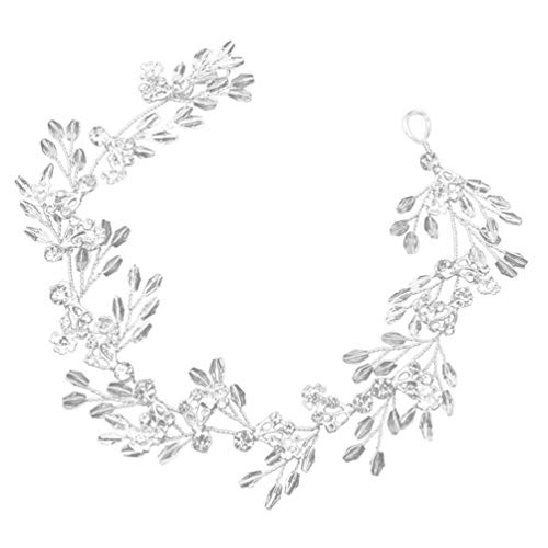 Lurrose Brautschmuck Strass Haarteile Blume Haarband Kristall Haar Rebe Kopfschmuck Hochzeit Haarschmuck Dekoration Geschenke für Frauen Mädchen Lady (Silber) von Lurrose