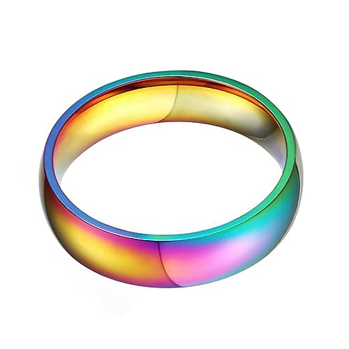Lurrose Bunter Titanstahl Rainbow Ring Damen Schmuck Modisch Wasserfest Eleganter Fingerschmuck für Frauen und Freundinnen von Lurrose