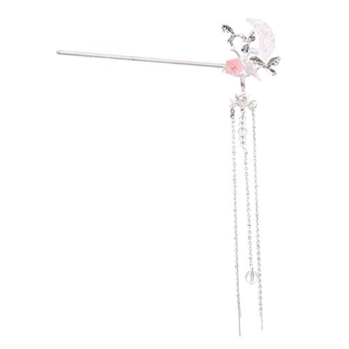 Lurrose Chinesischer Haarstab Mond Perlen Haarnadel Japanische Haarstäbchen Blumen Haar Essstäbchen Opal Haarspange Haarstock mit Quaste Retro Haarschmuck Pin für Damen Mädchen Geschenk von Lurrose