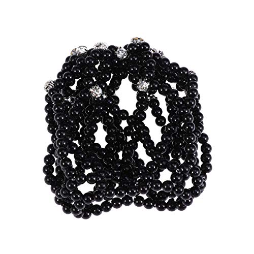 Lurrose Elastisches Haar Snood Net handgefertigt häkeln Perle Haarnetz Ballett Bun Haar deckt Herz Kleid für Frau Mädchen (schwarz) von Lurrose