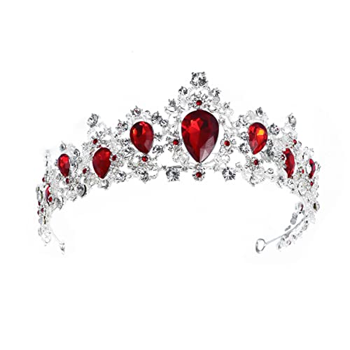 Lurrose Elegante Silber Braut Krone Strass Prinzessin Tiara für Party Pageant (rot) von Lurrose