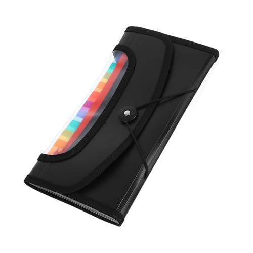 Lurrose Eleganter Akkordeon-aktenordner Mit 13 Abschnitten Bargeld-Organizer Für Büropapiere Quittungsumschläge Couponheft Schwarz von Lurrose