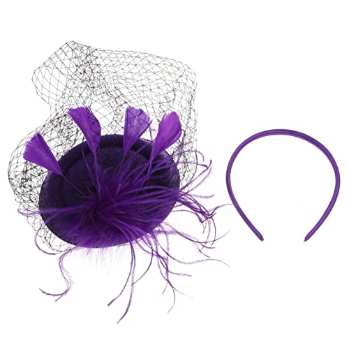 Lurrose Fascinators für Damen Tea-Party-Hut mit Schleier 20Er-Jahre-Flapper-Kopfbedeckung Und Clip für Hochzeit Teeparty Halloween-Kirche (Lila) von Lurrose