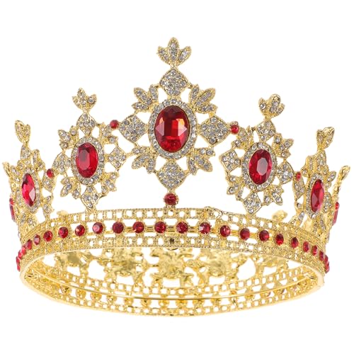 Lurrose Goldene Krone Runde Königin Krone Vintage Barock Strass Kronen Tiara Kristallkrone Für Hochzeit Geburtstag Pageant von Lurrose