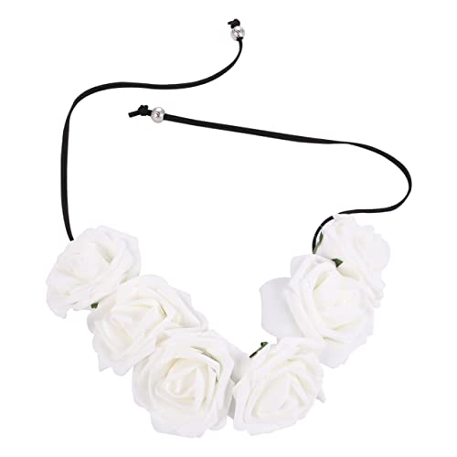 Lurrose Haarschmuck Mit Rosafarbener Krawatte Blumen Haarkranz Schwarze Stirnbänder Für Frauen Rose Stirnband Kopfschmuck Für Die Braut Blumenkopfschmuck Weiß Urlaub Hochzeit von Lurrose