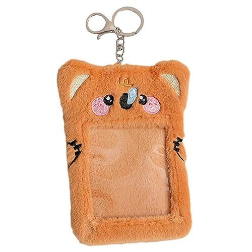 Lurrose Hängende Id-kartenhülle Im Süßen Plüsch-kartenhalter Für Schüler Ärzte Und Mitarbeiter Praktische Transparente Ausweishülle Für Bank Und Kreditkarten Brauner von Lurrose