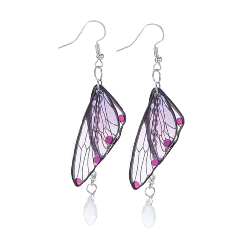 Lurrose Hängende Ohrringe Naturohrringe Modeschmuck Für Frauen Tierohrringe Für Frauen Partyohrringe Kristall Schmetterlingsflügel Statement Ohrringe von Lurrose