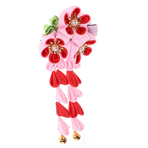 Lurrose Hanfu-haarschmuck Haarclip-quaste Im Japanischen Stil Haarnadel Asiatischer Yukata-haargummi Chinesische Haarspange Perlenhaarspangen Stäbchen Kirsche Mädchen Blumenhaar Legierung von Lurrose