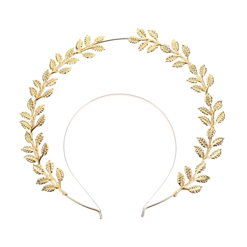 Lurrose Hochzeit Braut Stirnband Blatt Design Tiara Crown Mary Halo Haar Hoop Braut Kopfschmuck Für Hochzeit Bankett (Golden) von Lurrose