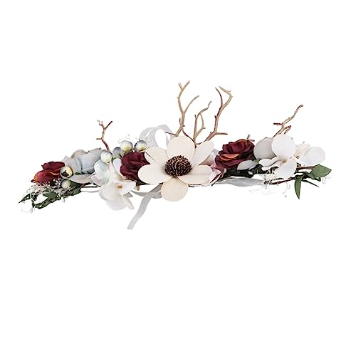 Lurrose Getrockneter Blumenkranz Hochzeits-stirnband Trocknet Blumenstirnband Haarkranz Haargirlande Blumenkopfbedeckungen Getrocknete Blumen Braut Blumenkopfschmuck von Lurrose