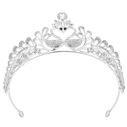 Lurrose Karierte Kulturtasche Kristall Krone Tiara Schwan Form Hochzeit Kopfschmuck Tiara Braut Haar Schmuck Frauen Foto Schie?en Requisiten für Hochzeit Prom Geburtstag von Lurrose