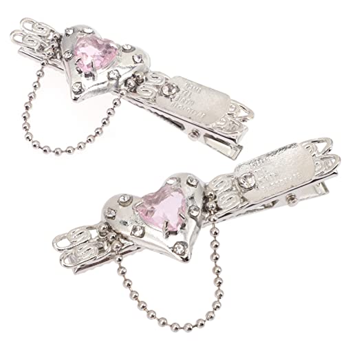 Lurrose Hochzeitszubehör 2 Stücke Strass Herz Haarspange Metall Quaste Haar Barrettes Side Bang Haarnadel Punk Haar Zubeh?r Geschenk für M?dchen Frauen Seitliche Haarspange von Lurrose