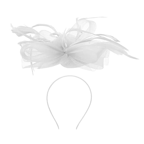 Lurrose Kopfschmuck Aus Federnetz Fascinator-hüte Für Frauen Hut Stirnband Vintage Feder Kopfbedeckung Fascinator-stirnband Netzfaszinator Karneval Bankett Schmücken Weiß Handgemacht von Lurrose