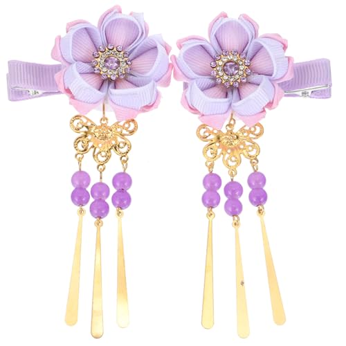 Lurrose Vintage-Haarspangen Haarschmuck Für Die Braut Kimono Haar Clip Japanischen Haarnadel Ornament Krawatte Band Clip für Frauen Damen Lila Haarschmuck Für Mädchen von Lurrose