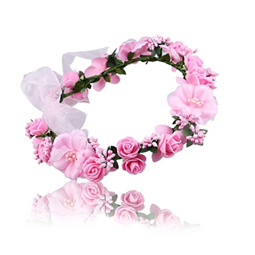 Lurrose Strandblumen-Stirnband Kopfschmuck Kopfbedeckungen Für Die Braut Blumenstirnbänder Für Mädchen Hochzeit Haarband Kind Blütenkopf Blumenmädchen Brautblumenkrone von Lurrose