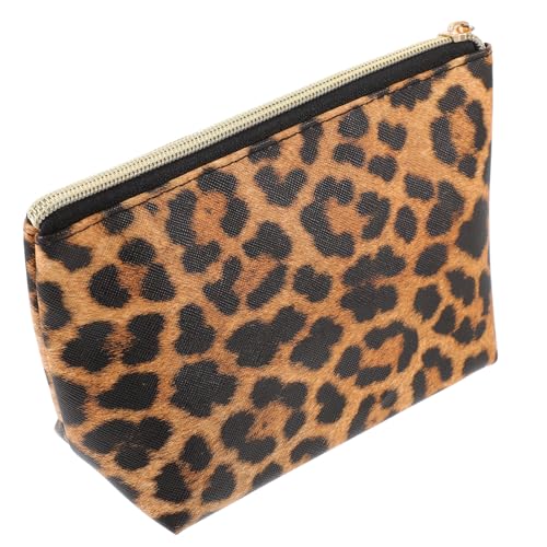 Lurrose Kosmetiktasche PU Kleiner Kulturbeutel Leopard Damen Kulturtasche Mädchen Waschtasche Reißverschluss Toilettentasche Rasiertasche Kosmetiktäschchen Reise Aufbewahrungstasche Organizer von Lurrose