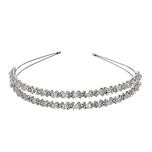 Lurrose Strass-stirnband Doppellagiger Haarreif Aus Strass Stirnband Aus Silbernem Metall Doppellagiges Stirnband Für Damen Und Mädchen Haarband Aus Metall Haarschmuck Fräulein Hochzeit von Lurrose