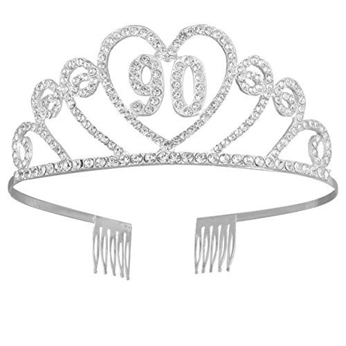 Lurrose Krone Geburtstag 90 Diadem Kristall Strass Tiara mit Haarkamm Geburtstag Gastgeschenk 90 Jahre für Frauen Silber Lurrose Krone Geburtstag 90 Diadem Kristall Strass Tiara mit Haarkamm Geburtstag Gastgeschenk 90 Jahre für Frauen Silber von Lurrose
