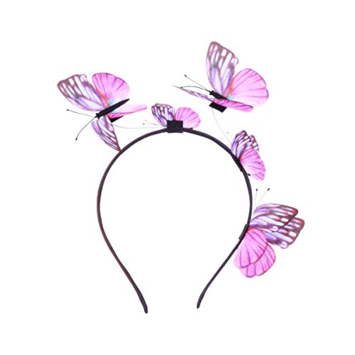 Lurrose Lebensechte Schmetterling Stirnband Mädchen Haarbänder Schmetterling Fascinator Hut Elegante Stirnband Damen Frauen Haarbänder (Pink) von Lurrose