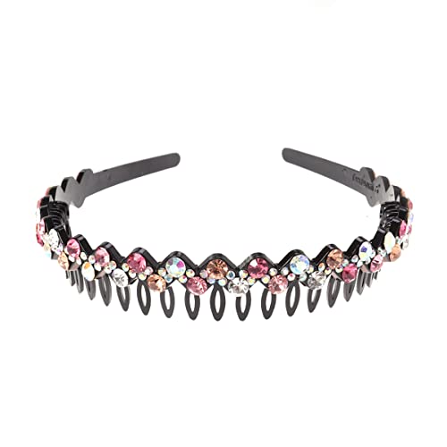 Lurrose Haarschmuck Mädchen-Stirnband Kristall-Kopfbedeckung Damen-Stirnbänder Damen-Stirnband Zahn-Haarkamm-Stirnband Welle-Kristall-Zähne-Haarband Zahn-Stirnband Strass-Haarband von Lurrose