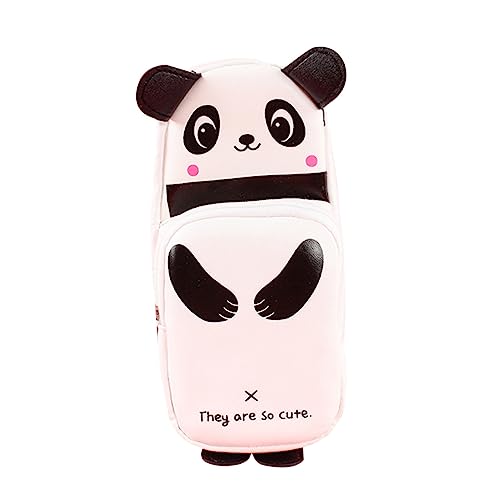 Lurrose Mäppchen Lippenstifte Tasche Lineal Tasche Geldbörse Machen Stifttaschen Panda-stifttasche Schreibwarenbeutel Für Studenten Brillenetui Geschenk Pu-Leder Kind Karikatur Make-up-Box von Lurrose