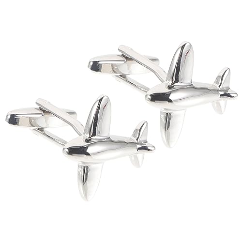 Lurrose Manschettenknöpfe Herren Silber Kupfer Flugzeug Design Anzug Cufflinks Business Hochzeit Geburtstag Accessoire Langlebig Elegant von Lurrose