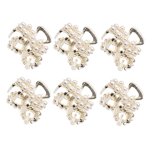 Lurrose 6st Perlenclip Perlen-haarspangen Mini-krallenclips Perlen-clutch-geldbörsen Für Frauen Clutch-geldbörse Mit Perlen Fräulein Griffigkeit Weiß Strasssteine Gefälschte Perle von Lurrose