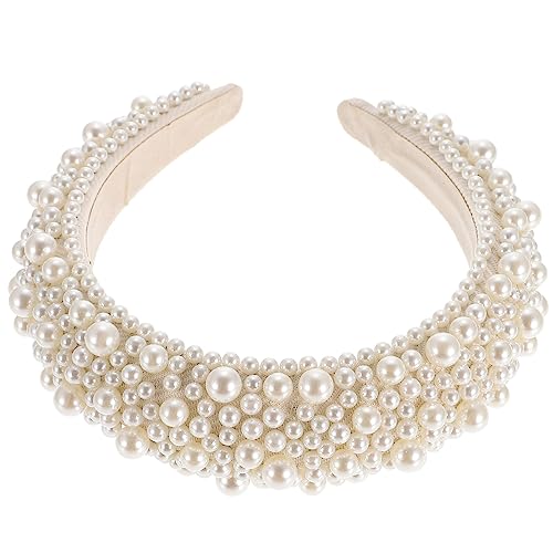 Lurrose Schwamm-perlen-stirnband Perlenstirnbänder Juwelen-stirnband Dekoratives Haarband Retro Barockstirnband Stirnbänder Für Damen Gepolstert Bilden Schmuck Hochzeit Weiß Fräulein von Lurrose