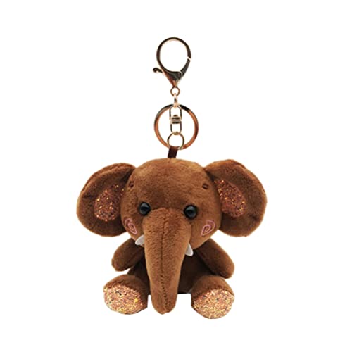 Lurrose Plüsch Weichen Elefanten Puppe Schlüsselanhänger Keychain Schlüssel Kette Für Tasche Auto Schlüssel (Kaffee) von Lurrose