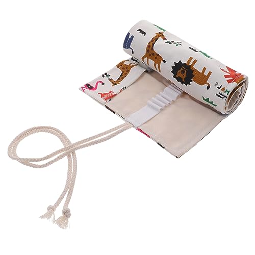 Lurrose Rollen Stiftvorhang aus Leinwand Federmäppchen für Tiere Stifttasche Farbstift-Organizer-Tasche Tragbarer Farbstift-Organizer Bleistift Stift Vorhang Stifthalter Stiftrolle Mädchen von Lurrose