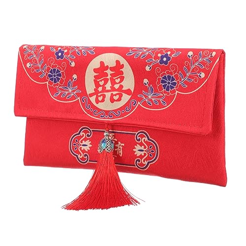 Lurrose Rotes Hochzeitstuch Umschlag Chinesischer Stil Geldgeschenkbeutel Große Rote Geldtasche für Hochzeit Neujahr Geburtstage Tragbarer Geldumschlag mit Feiner Verarbeitung und Festem von Lurrose