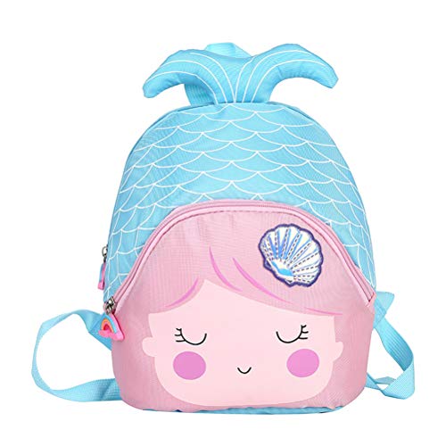 Lurrose Rucksack für Kinder, Cartoon-Meerjungfrau-Form, Schultasche, modischer Nylon-Rucksack für Mädchen, Schüler, Kinder (blau) von Lurrose