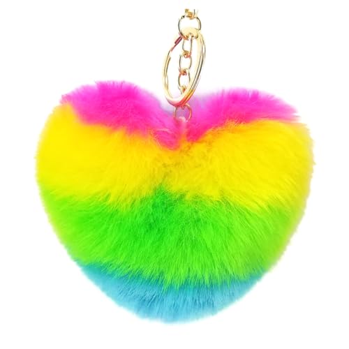 Lurrose Schlüsselanhänger Liebevolles Herz Schlüsseldekor Wunderschöner Schlüsselanhänger Tasche Liebevolles Herz Hängend Schlüsselanhänger Plüsch Schlüsselbund Hängen Colorful von Lurrose