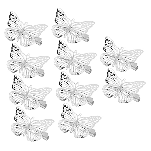 Lurrose 10 Stück Schmetterlings-Haarspange Für Mädchen Haardekoration Silberne Schmetterlinge Haarnadel-Haarspangen Für Frauen -Haarspange Tiara Mädchen-Haarspange von Lurrose