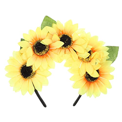 Lurrose Sonnenblume Stirnband Blumen Herbst Sonnenblume Krone Haar Kranz Braut Kopfbedeckung Halloween Haarband Zubehör von Lurrose