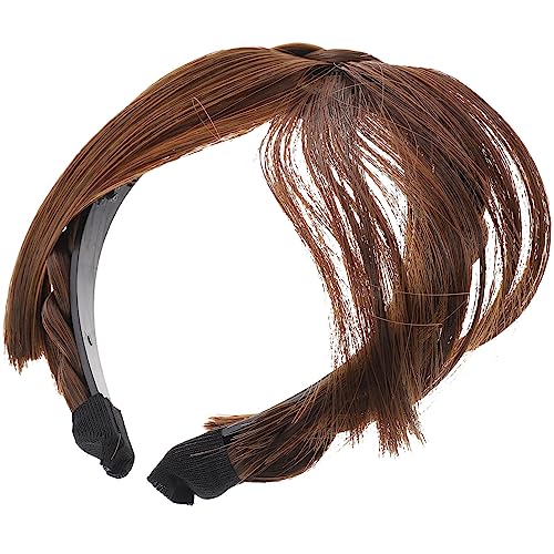 Lurrose Dreadlocks Schmuck Stirnhaar- -Stirnband Fransen-Haarverlängerungen Synthetische Perücken Stirnband Echthaar Geflochtenes Haarband Für Frauen (Hellbraun) Haarspangen Für Zöpfe von Lurrose