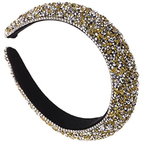 Lurrose Braut Stirnband Strass-Stirnband Gepolstertes Kristall-Haarband Glitzerndes Diamant-Haarband Barocker Braut-Kopfschmuck Für Frauen (Gelb) ration Kopfbedeckung Für Damen von Lurrose