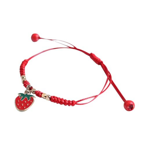Lurrose Erdbeerarmband Handgefertigt Geflochtenes Seilarmband für Frauen Süßes Freundschaftsarmband Gewebtes Armband für Alltag von Lurrose