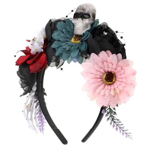 Lurrose Tag Der Toten Mexikanische Blumenkrone Mit Totenkopf-Halloween-Kostüm-Anziehzubehör Für Frauen von Lurrose