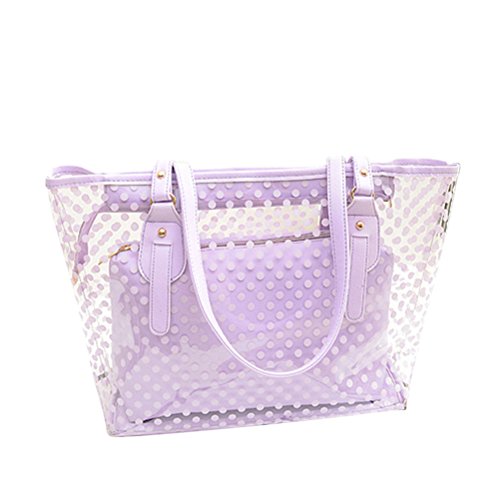 Transparente Handtasche Sommer Strandtaschen Klar Tote Tasche Arbeitstasche Klar Handtaschen Urlaubsutensilien Transparent Tote Tasche Mit Zipper Violett Tragbar Damen Geldbörse von Lurrose