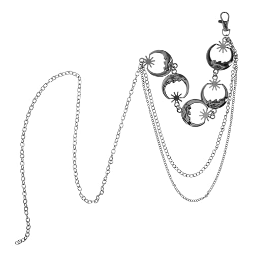 Lurrose Verstellbare Taillenkette aus Metall mit Mond und Sternanhängern Vintage Waist Chain Schmuck für Damen Eleganter Kettengürtel für Kleider und Jeans Verstellbares Hüftaccessoire von Lurrose