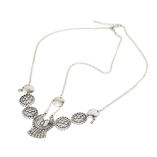 Lurrose Vintage Legierung Kopf Kette Boho Haar Chin Brautschmuck Quasten Perle (Silber) von Lurrose