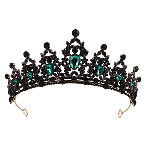 Lurrose Vintage schwarz Tiara und Krone Stirnband Strass Prinzessin Tiara klassische Königin Kronen Hochzeit Kopfschmuck für Mädchen Frau (grün) von Lurrose