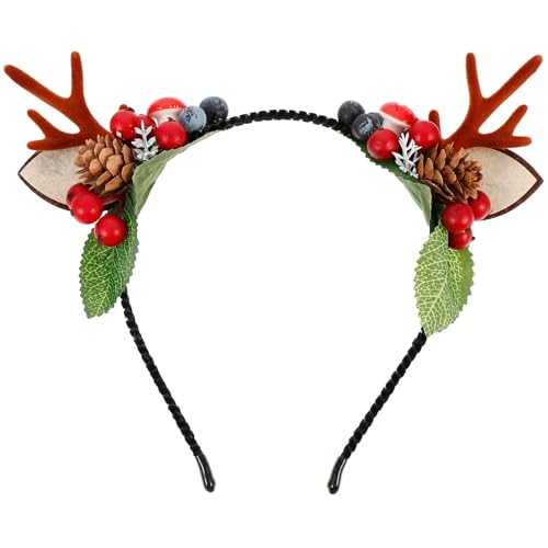 Lurrose Weihnachten Geweih Haarreifen Rentier Haarband Cosplay Haarschmuck Rentiergeweih Kopfschmuck Elchgeweih Deko für Erwachsene Kinder Foto Requisiten Reh Kostüm Zubehör 17. 5X3CM von Lurrose